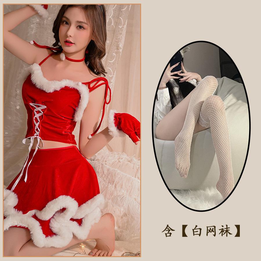 Sex clothes Sexy cute Christmas clothes Passion seduction Small chest suit Cosplay suspender skirt Uniform