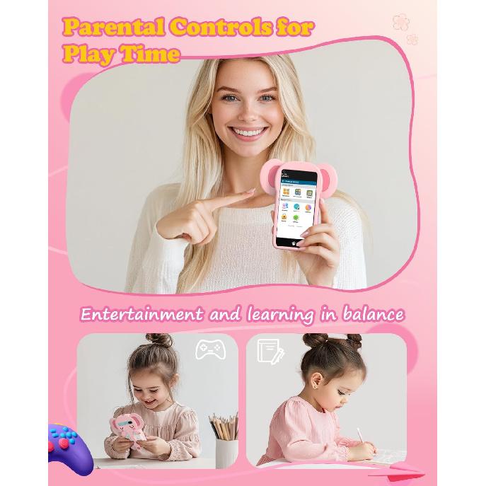 Kids Toys Smart Phone, 3.97" Touchscreen Toddlers Kids Smart Phone, Birthday Gifts for Girls Age 3 4 5 6 7 8 9 10 Year Old, Learning Toys Play Cell