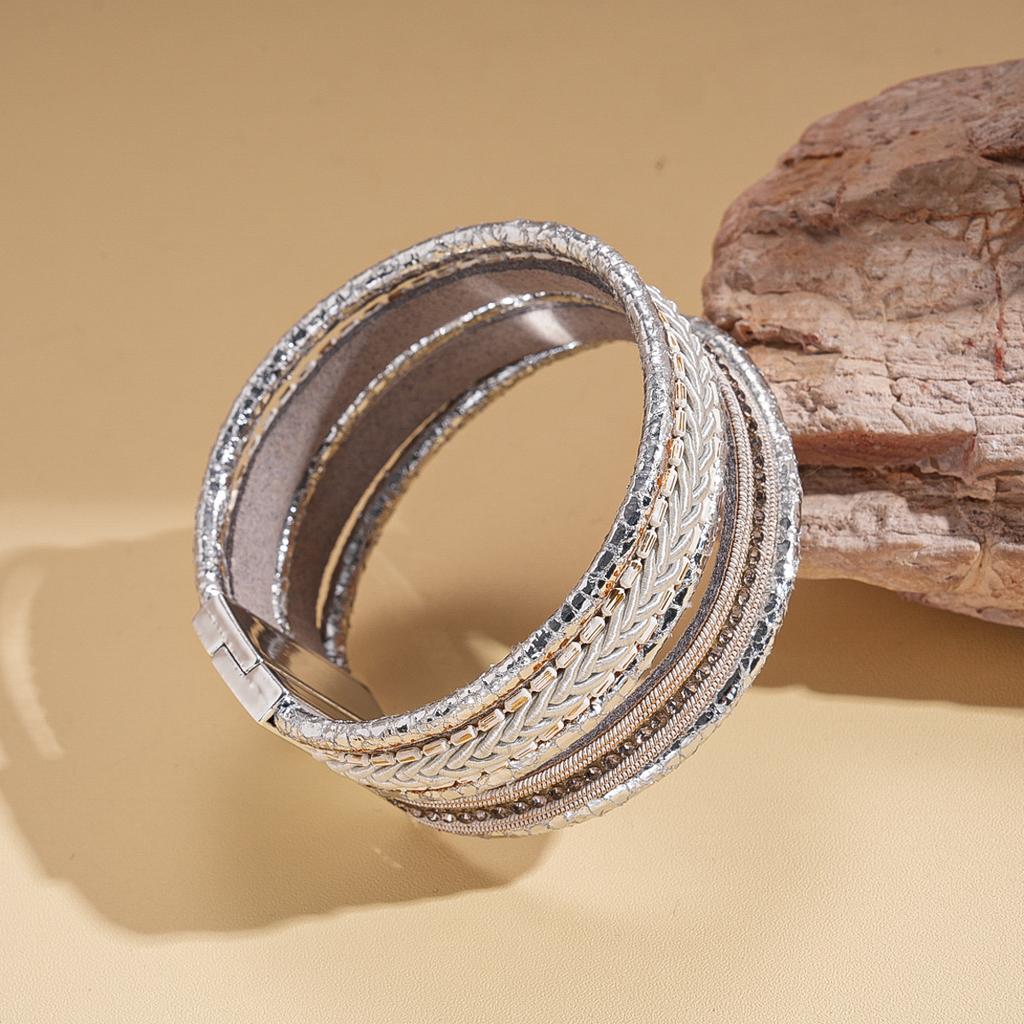 Leather Diamond Geometric Multi-layer Magnetic Bracelet Ethnic Retro Bohemian Niche Jewelry