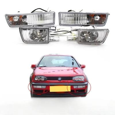 Conjunto de 4 peças de farol de neblina dianteiro defumado para carro + lâmpada de seta para VW Golf 3 1992 1993 1994 1995 1996 1997