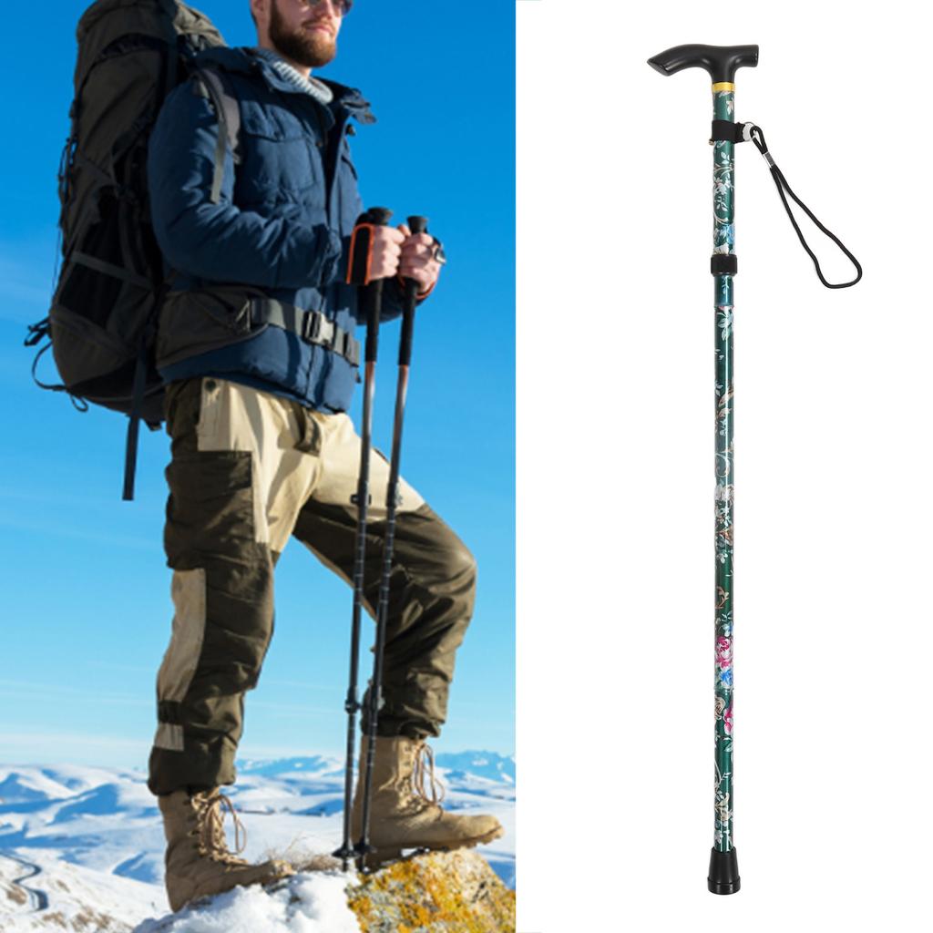 Faltbarer Gehstock 5   Faltbarer Leichter Druck Klettersupport   Höhenverstellbarer Aluminiumstock für Draußen Wandern