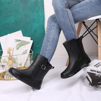 Wasserschuhe mittelhoher Schaft Regenschuhe Damen mittleren Alters plus Futter Mode Mädchen wassergeklebte Schuhe Wasserstiefel Regenstiefel Damen