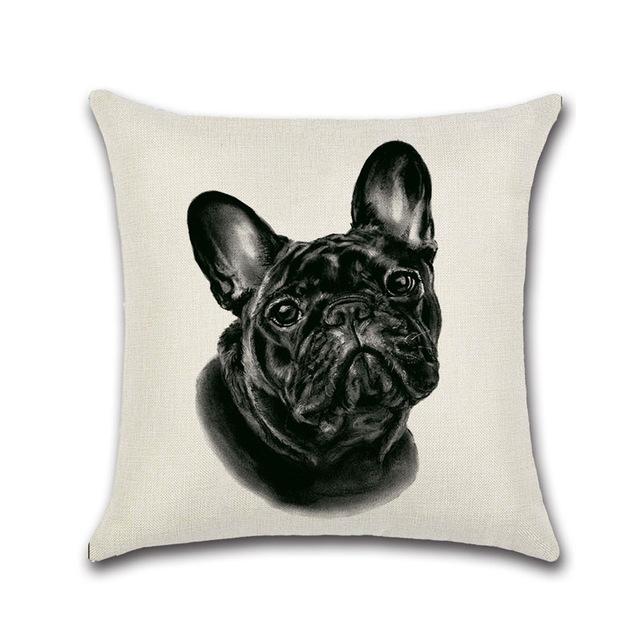 Cartoon Printed Pillow Case Cotton Linen Franch Bulldog Pillowcase Decorative Pillowcases Cover For Car Home