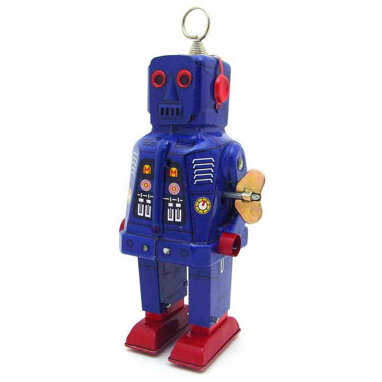 MS403 Fire-Breathing Robot Tin Ornament: Creative Nostalgic Collectible Gift for Adults синий