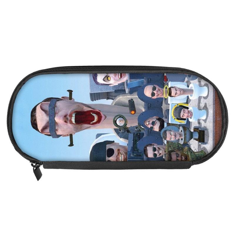 Skibidi Toilet Themed Double Layer Pencil Case Kids Students With Inner Compartment Organized Stationery Bag