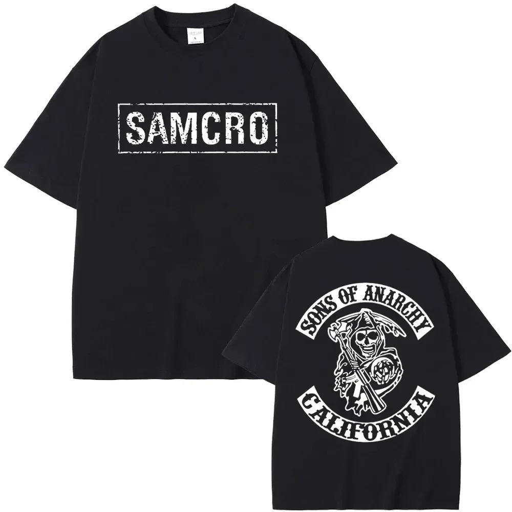 Сыны Анархии SAMCRO Мужская женская футболка Роскошный бренд Мода Большой размер Топ Повседневная с коротким рукавом Уличная одежда Новинка Футболка M