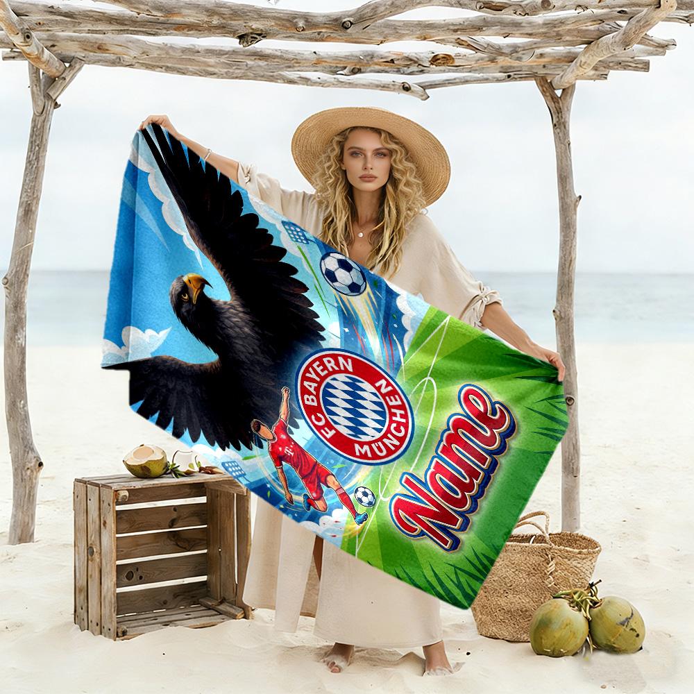 Bayern Munich Fan Poster Customize Your Name Beach Towel Quick-Dry Soft Microfiber