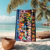 Classic Japanese Element Cartoon ONE PIECE Monkey D. Luffy Beach Towel Outdoor Camping Vacation Swimming Beach Towel Outdoor Absorbent Bath Towel Y12