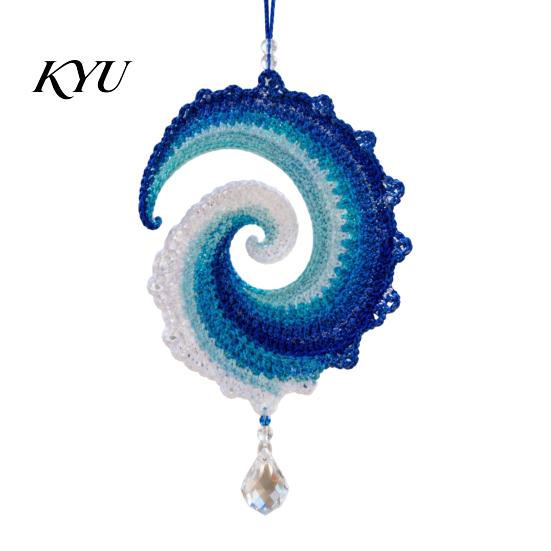 Decorative Sunroom Hanging Art Ocean Wave Crochet Wind Spinner DIY Kit, Coastal Spiral Set Craft Handmade Ornament for Beach House Home Decor