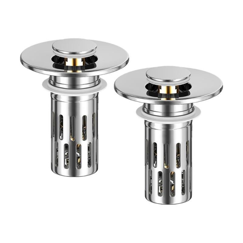 

2pcs Poping Up Sink Drain Stoppers with Fine Meshes Filter Easyly Touches Operation for Bathroom Vanities 1