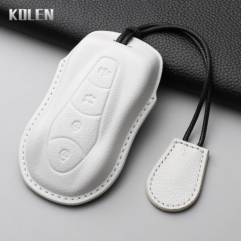 Leather Car Key Case Cover Shell For Geely Azkarra Tugella Fy11 Atlas Pro New Emgrand Gs X6 Suv Ec7 Protected Fob Bag