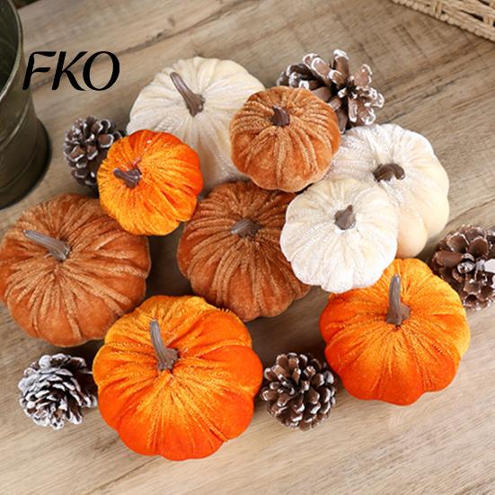 Halloween Seasonal Decorative Pumpkins Small Velvet Pumpkin Thanksgiving Table Centerpiece, Soft Reusable Party Decorations Stuffed for Fall