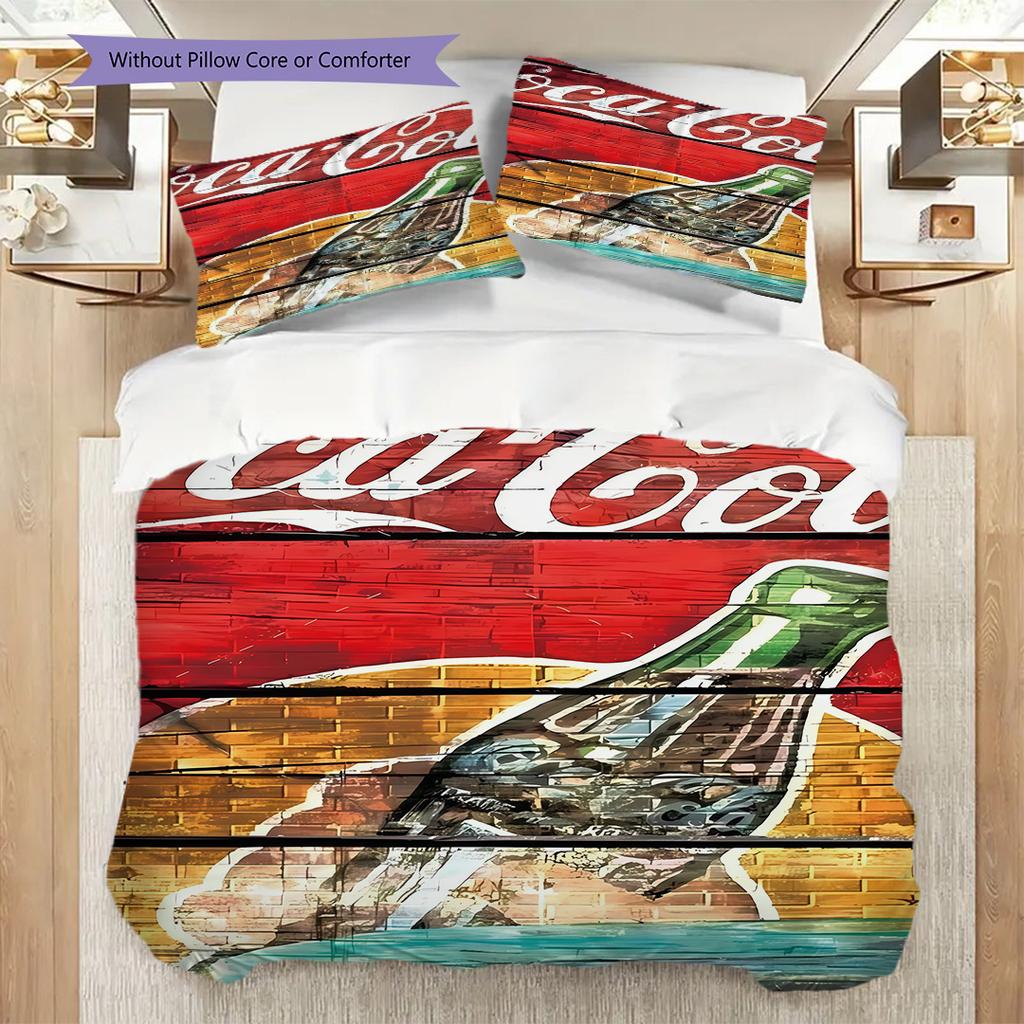 Vintage Cocacola Bottle Artwork Bedding 1 Duvet Cover 2 Pillowcase Without Core Soft And Comfortable Bedding Set Duvet Cover And Pillowcase
