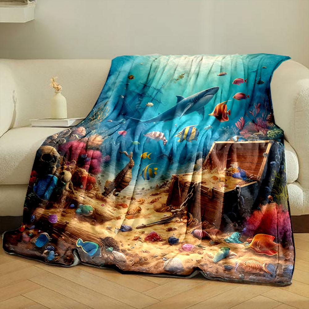Underwater Treasure Adventure print blanket soft and cozy perfect for the living room bed sofa or a nap,gift