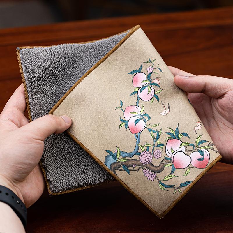 

High-end Painted Tea Cloth Napkins Chinese Tea Accessories Water-absorbing Multi-functional Tea Towel Ancient Style Thickened M