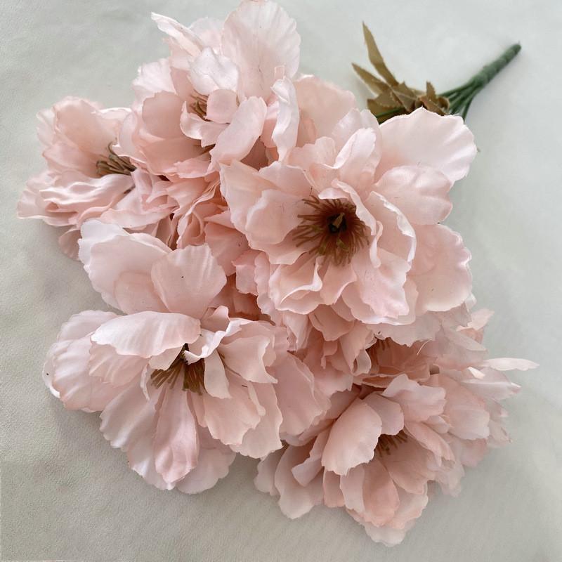 Pink Artificial Silk Flower Wedding Decor Peonies Roses Cherry Bouquets Blossoms