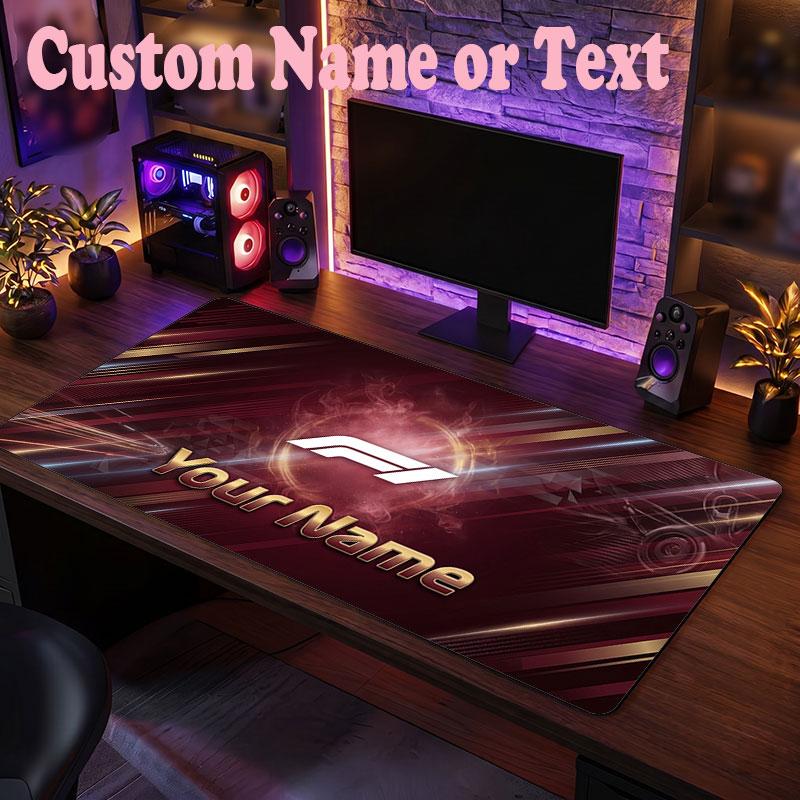 F1 Customized Name Text Mouse Pad, Large Desk Mouse Mat Personalized Home Office Present