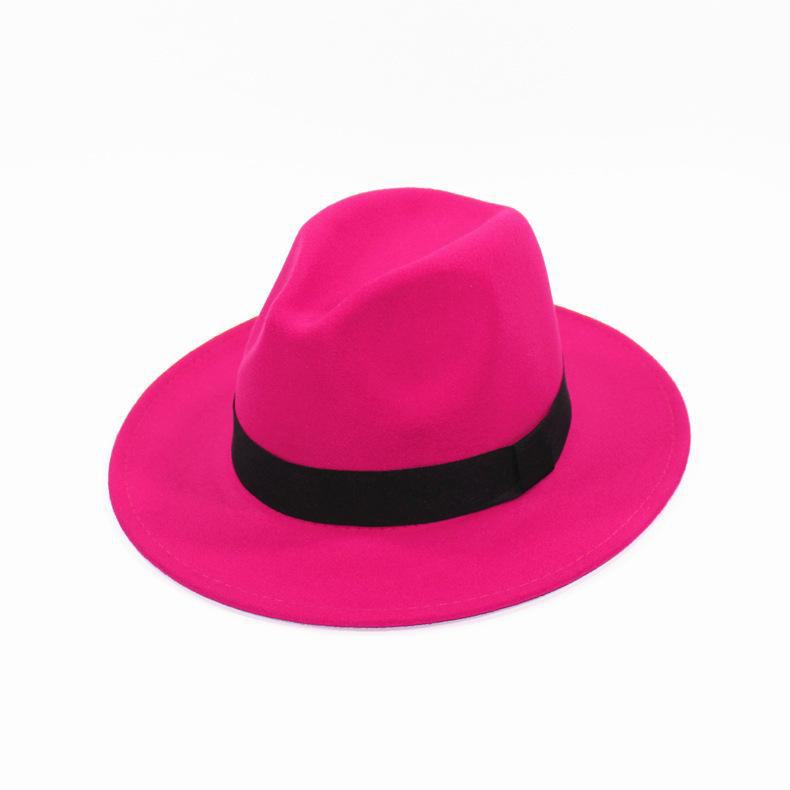 Unisex European & American Retro Wool Felt Jazz Hat with Wide Brim