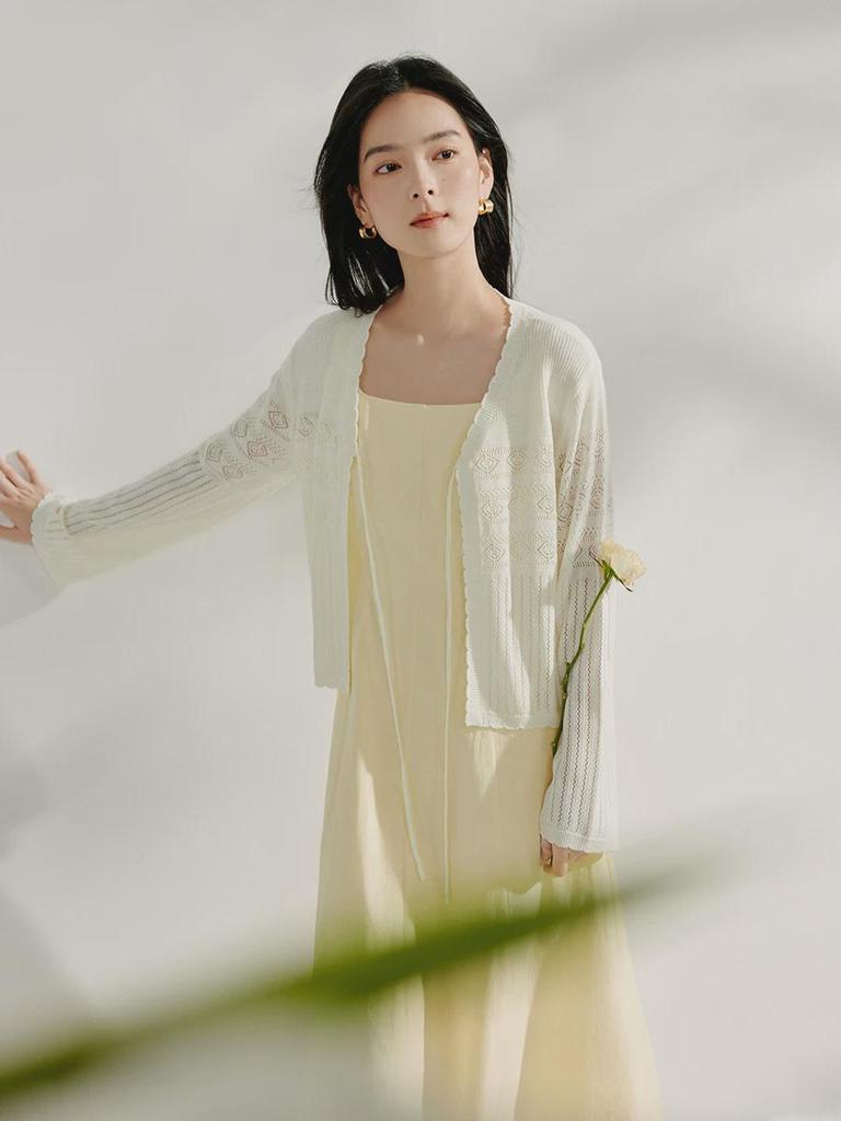 Inman Cardigan Knitwear with Lace-Up Bell Sleeves