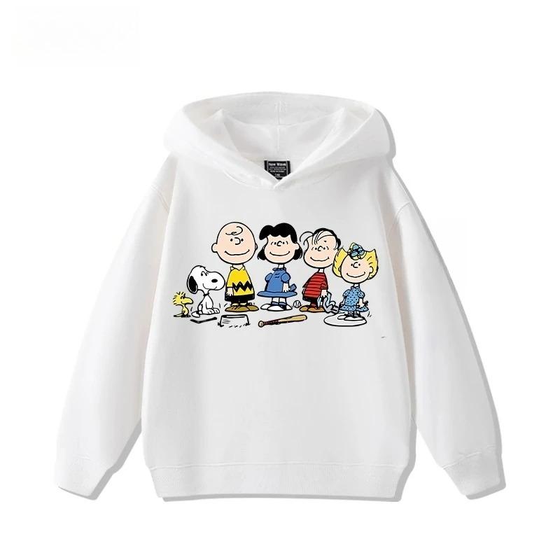 Niedliches langärmeliges Kapuzensweatshirt mit Snoopy-Aufdruck für 2025, ein modisches Oberteil für Herbst- und Winterkinderbekleidung