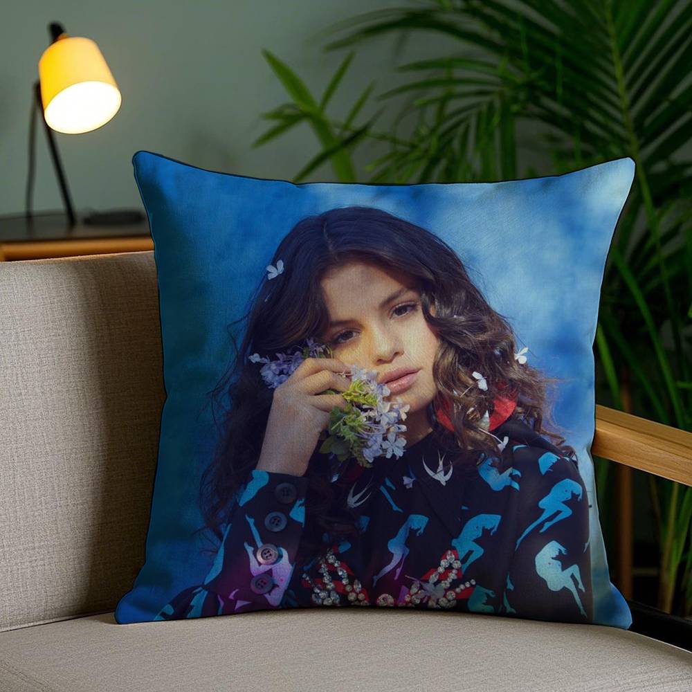 Hot Singer S-Selena G-Gomez Pillow Case Home Dorm Chair Back Short Plush Double-Sided Printing Office Nap Time Cushion Cover