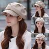 Winter Woolen Beret Hat Solid Color Octagonal Cap for Female Lady Retro Korean Forward Caps