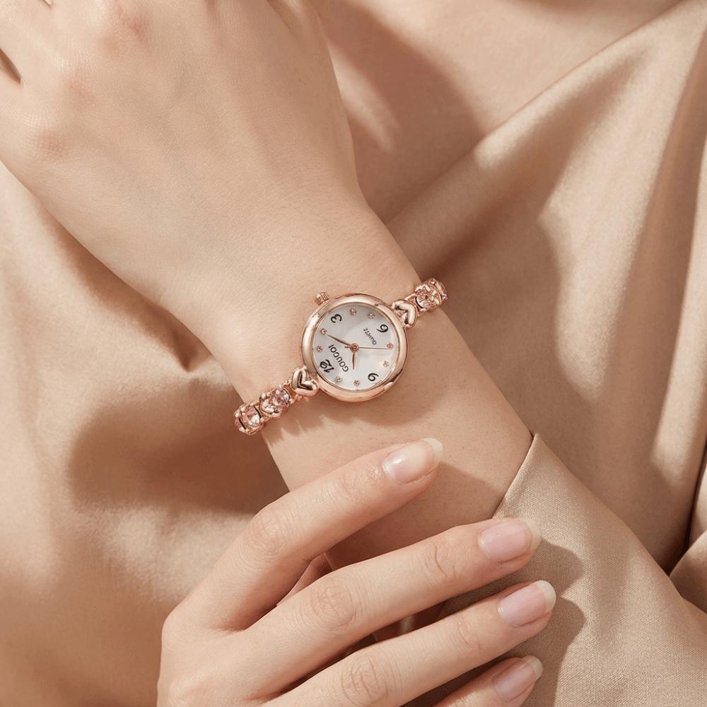 Round Small Dial Luxury Wrist Watches Steel Strap Womens Quartz Wristwatch  Students Gift