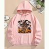 Ladies Spring Autumn Casual Hooded Long Sleeve Big Pocket Halloween Printed Pullover Hoodies Sweatshirt Top