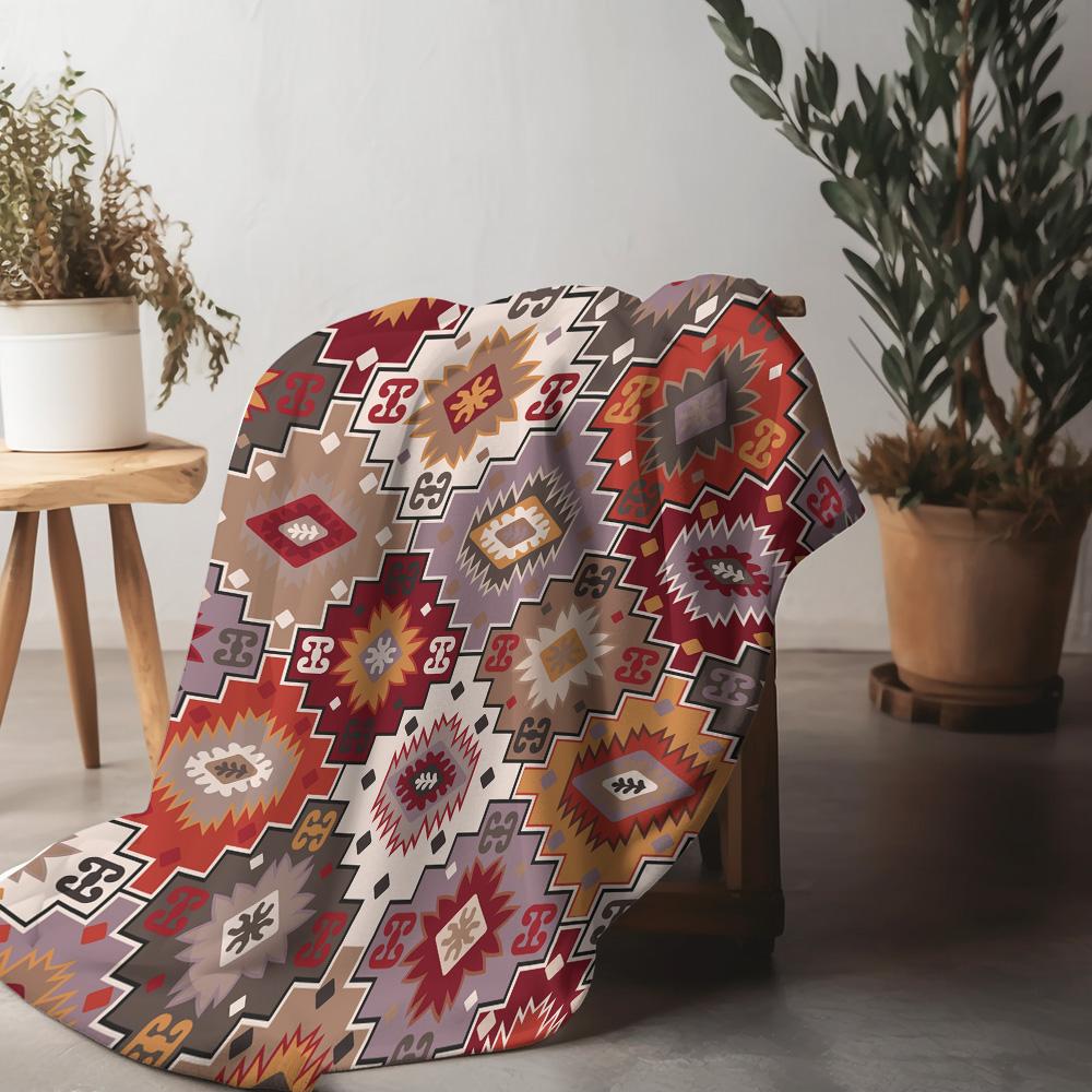 Geometric Pattern Throw Blanket Moroccan Kilim Rug Boho Cotton Cushion Cover Home Decor Sofa Bed Cover
