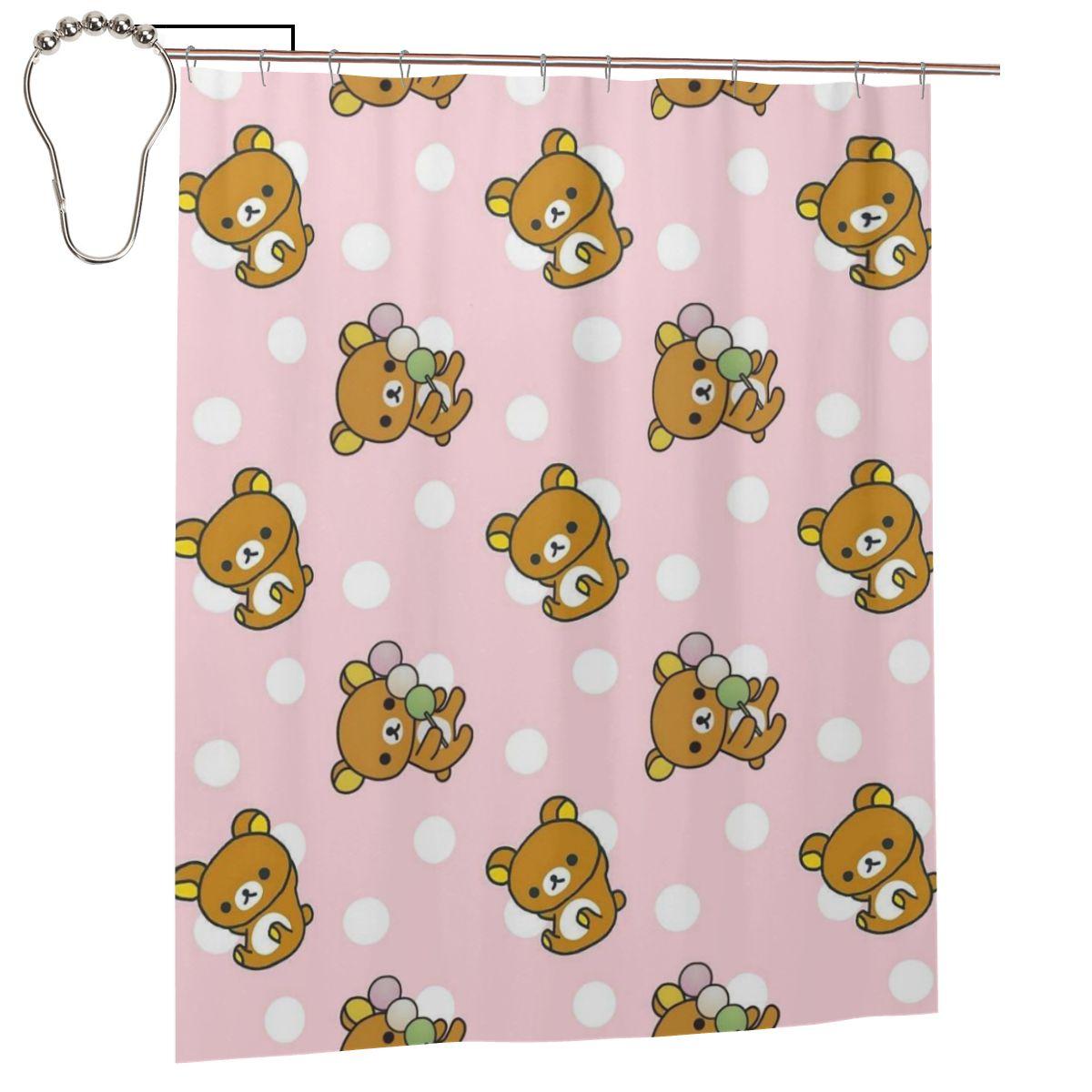 Jessica Chen Lazy Bear Rilakkuma Shower Curtain Bathroom Polyester Waterproof Bath Curtains With Hooks