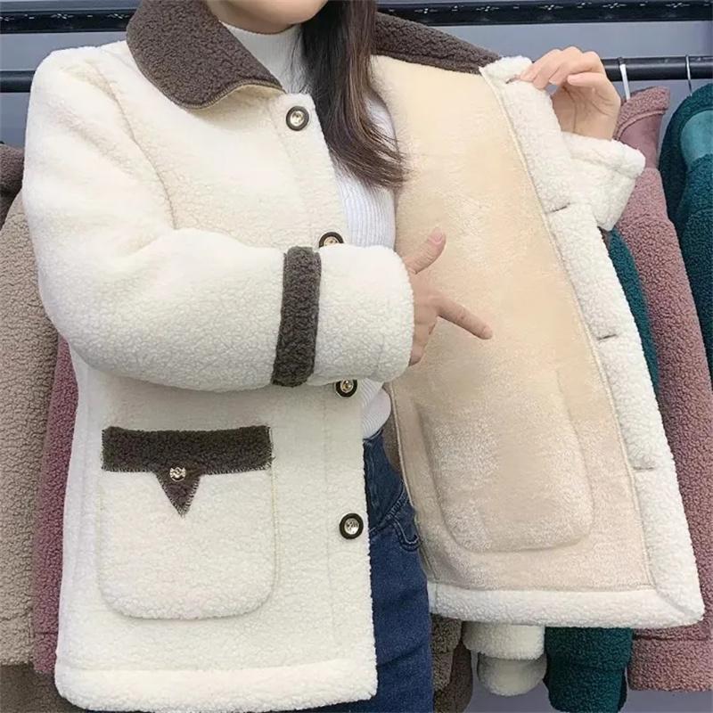Kurtka zimowa damska parki, nowy płaszcz z owczej wełny z aksamitną wyściółką, płaszcz z futra matki, damskie ubrania bawełniane, damska odzież wierzchnia, 5XL