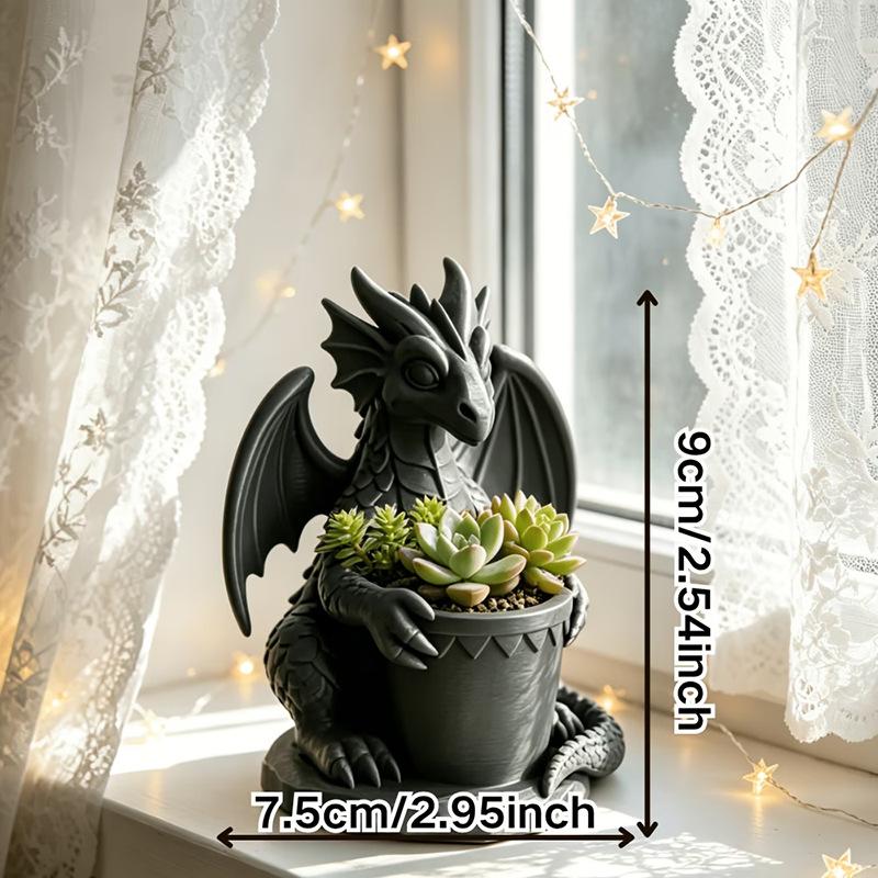 3D Printing Dragon Flower Pot Succulent Green Plant Pot Flower Fantasy Flying Dragon Holding Pot Desktop Storage Decorative Pen Holder