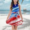 Fashionable Casual Dress With Printed Suspender Dress