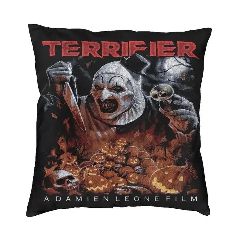 Horror Clown Halloween Movie Terrifier Cushion Cover Velvet Pillow Case Sofa Chair Square Pillowcase Living Room Decoration