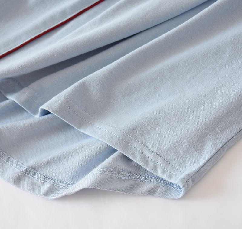 Women's Long Sleeve Strawberry Knit Robe - Soft Cotton Swallowtail Lapel Nightgown for Spring and Autumn