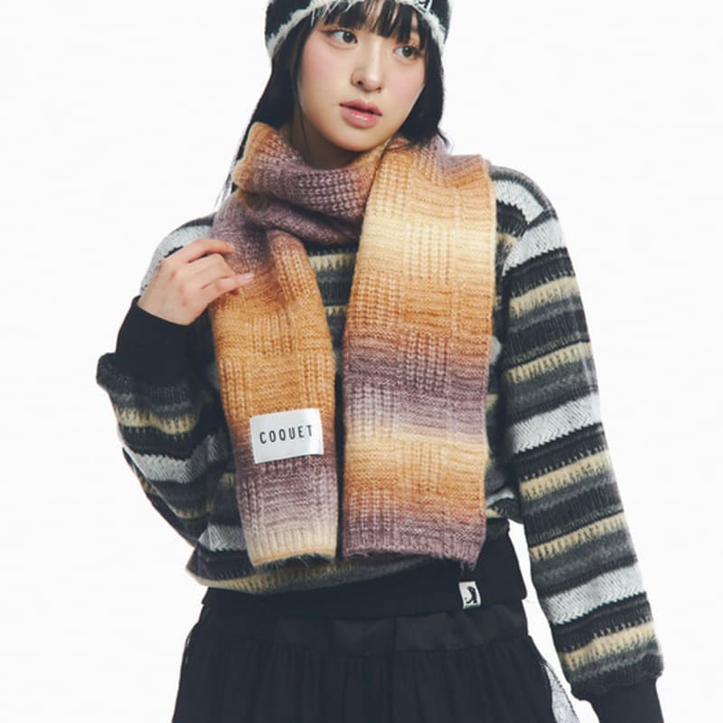COQUET GRADATION KNIT LONG MUFFLER INDIPINK