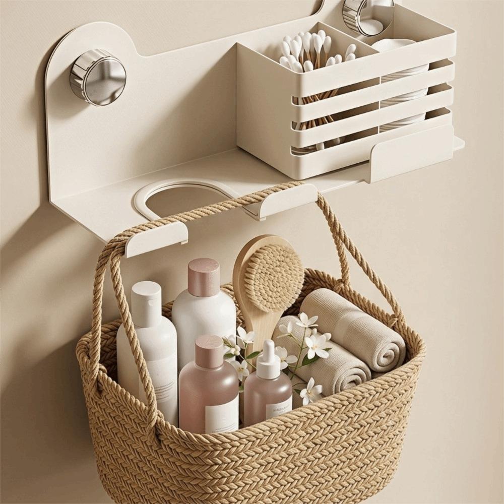 No-Drill Hair Dryer Storage Rack Carbon Steel Hair Straightener Holder Blow Dryer Hanger Bathroom