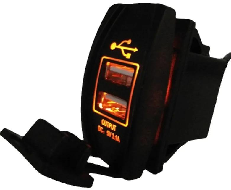 3.1A 12-24V LED Universal Car Charger Waterproof Dual USB Port Socket Outlet for Motorcycle Auto Accessories.