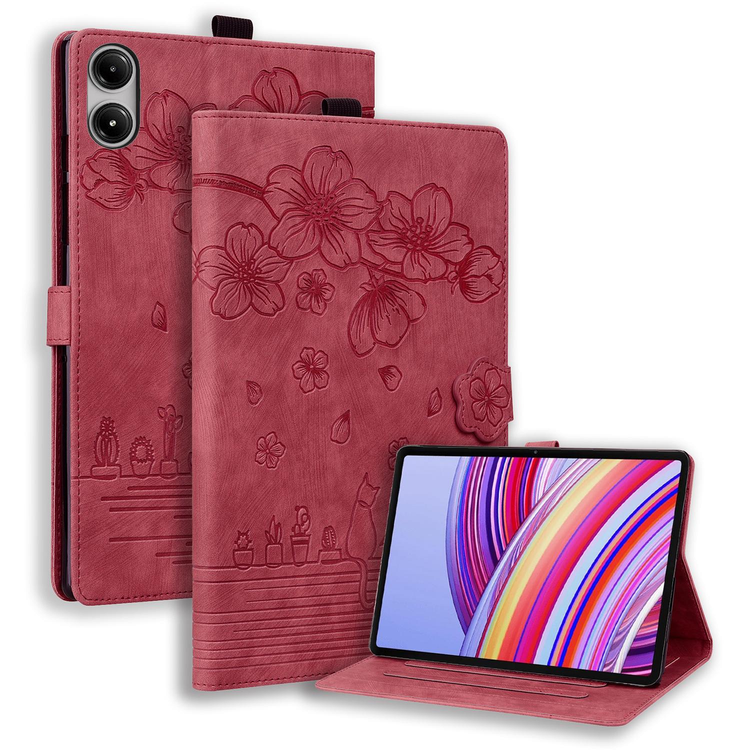 

Чохол для Xiaomi Redmi Pad Pro/Pad Pro 5G/Pad 2 Pro зі слотами для карток, шкіряна підставка-книжка, обкладинка, Квітковий Кіт