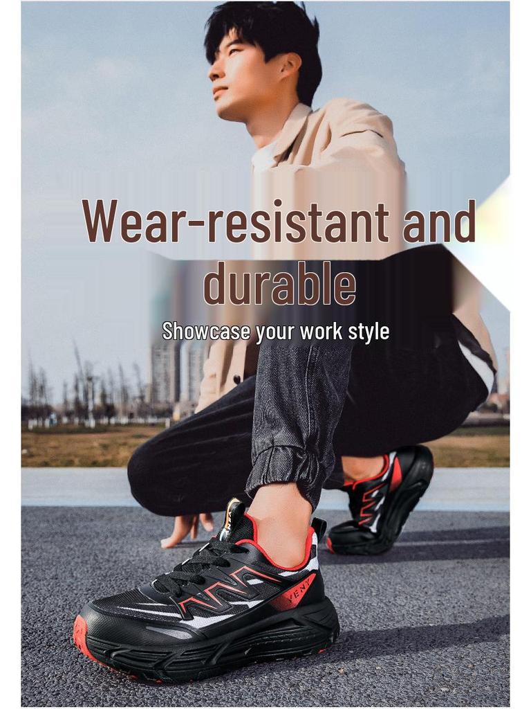 Men's Lightweight Steel Toe Safety Work Shoes - Breathable, Anti-Smash, Anti-Slip Labor Protection Footwear