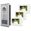 7 Inch HD IR Video Intercom Doorbell One Camera with Three Display