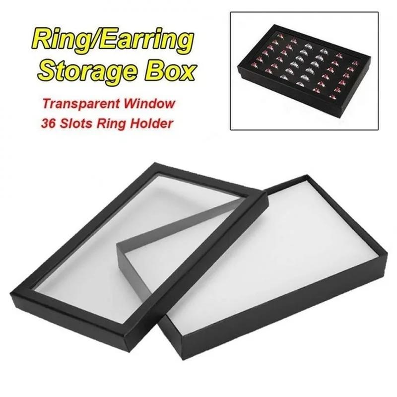 100 Slots Box Organizer Holder Jewelry Display Ring Case Collector Earring Showcase Fashion Gift Box Fashion Accessories Tools