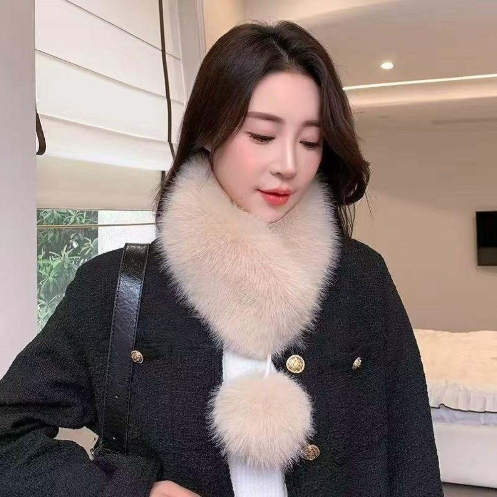 Magnetic Plush Scarf Thickened Cross Neck Warmer Neck Cover Imitation Fur Scarf  Winter