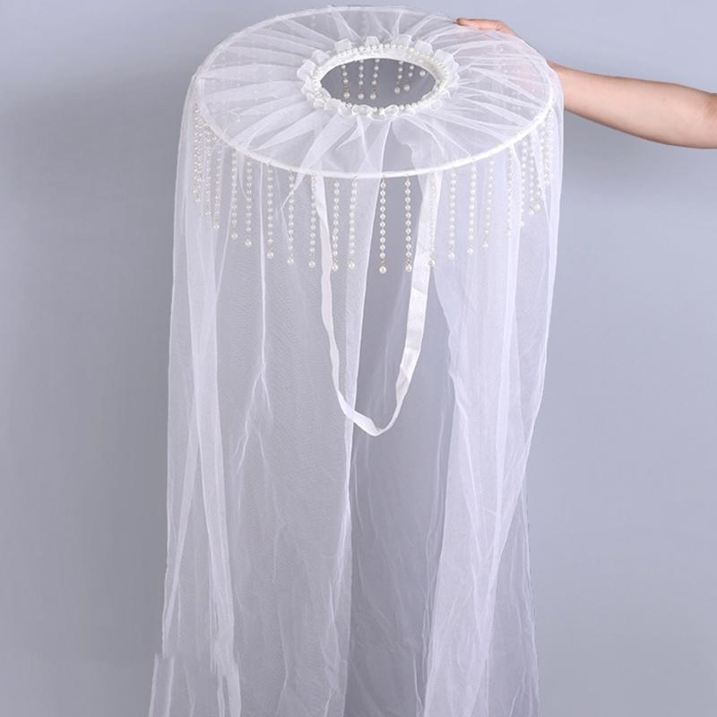 White Chinese Ancient Veils Hat Tradition Hat Douli Hat Role Playing Knight Hat for Authentic Historical