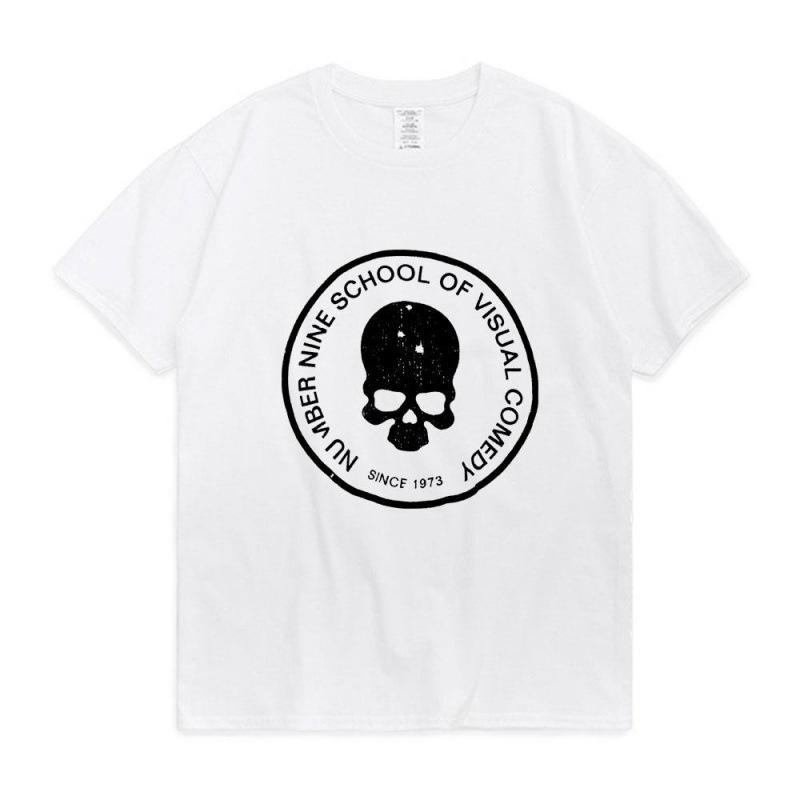 Men Women Unisex Fashion Crew Neck Short Sleeve Skull Letter Print Sleeve Cotton T Shirt Top