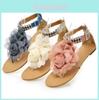 Eleganckie damskie płaskie sandały plażowe Bohemia Flower w żywych letnich kolorach Rozmiary EU35-42