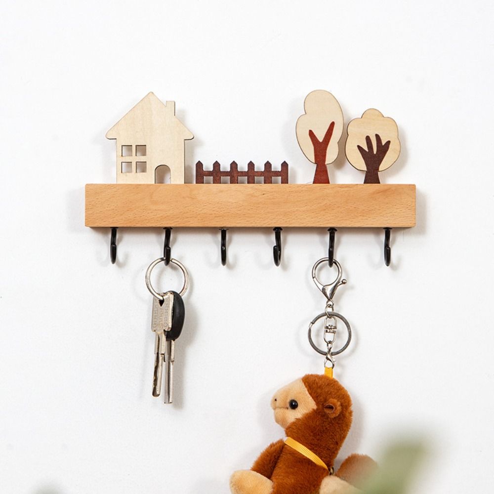6 Hooks Key Hook Rack Wall Mounted Sundries Storage Hook Row Hook Door Back Clothes Hook  Entryway