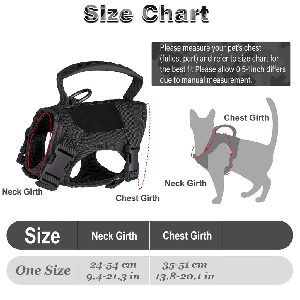 Tactical Pupp and Cat Harness,Small Dog Kitten Military Harness Escape Proof For Cats Dogs Adjustable Kitten Vest.