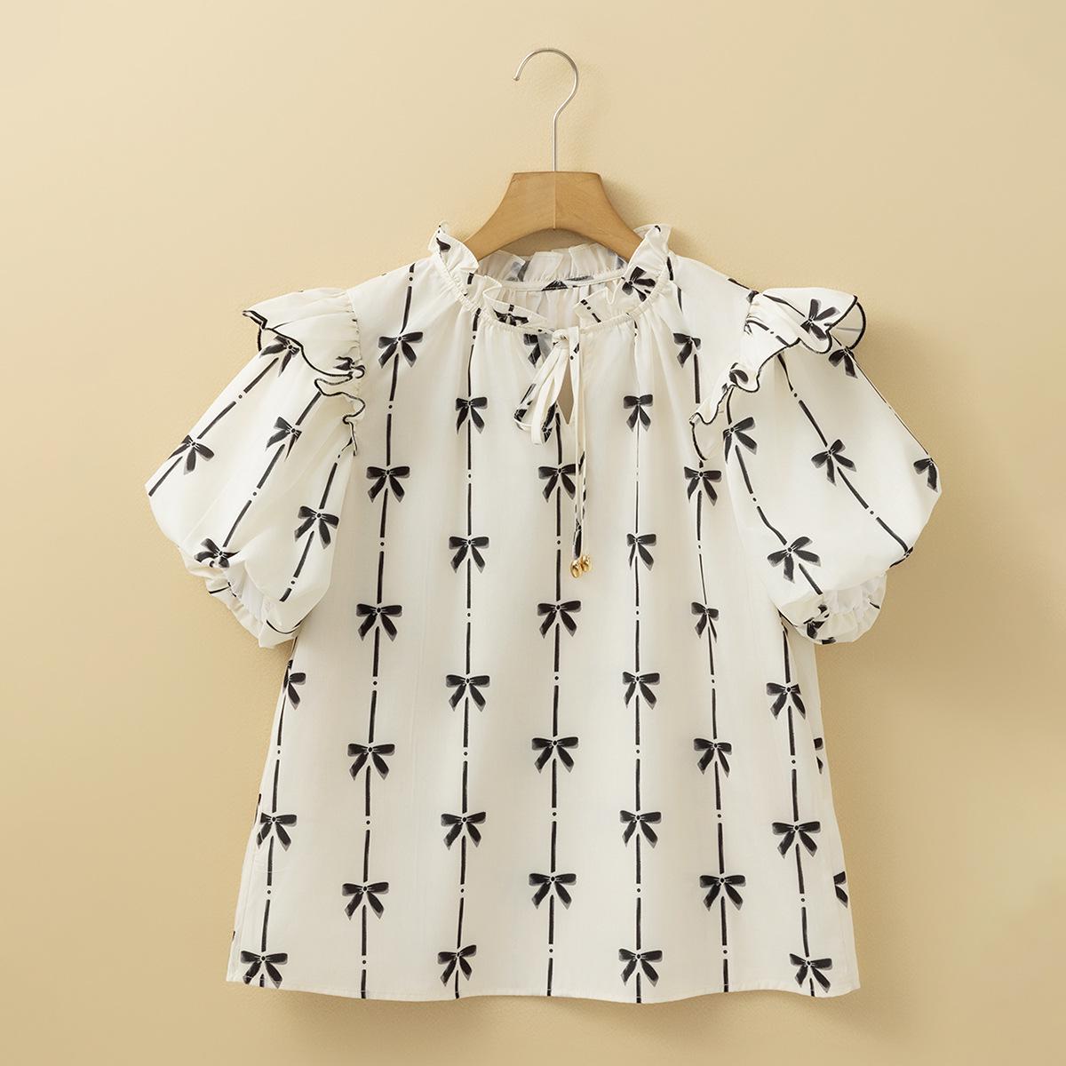 

Shiying Women s Casual Print Short Sleeve Slimming Pullover - Spring/Summer European & American Style Medium абрикосовый