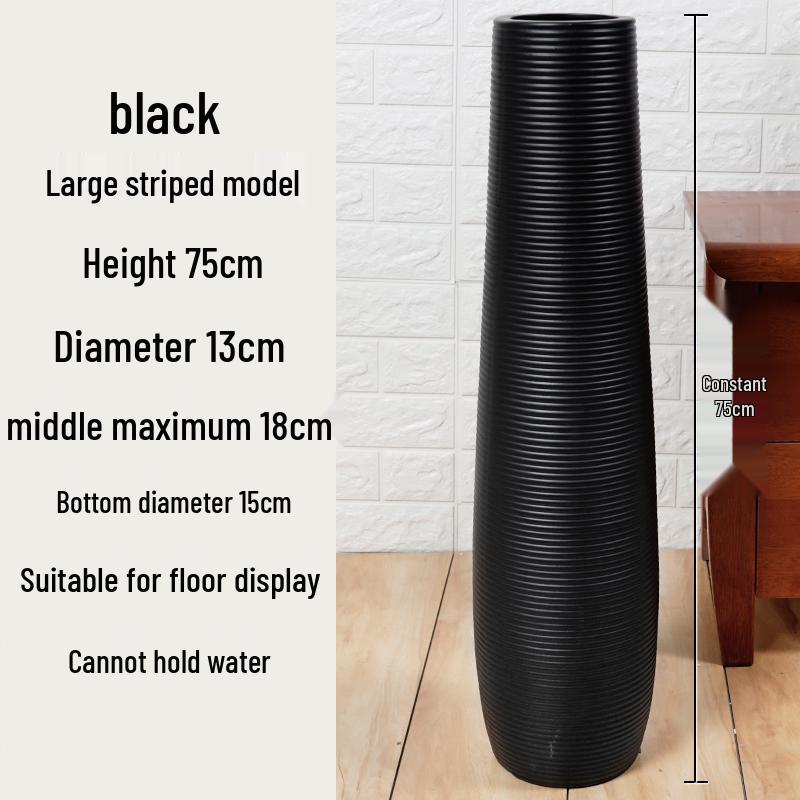 Large Modern Nordic Ceramic Floor Vase: Black & White Minimalist Design for Dried Flowers and French Arrangements In Living Room
